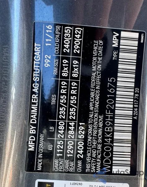 2017 Mercedes-Benz Glc Coupe 300 4Matic from USA, damaged, VIN WDC0J4KB9HF201675